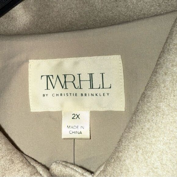 TWRHLL by Christie Brinkley Brushed Faux Melton Jacket with Fringe Tan NEW 2XL - Picture 4 of 8